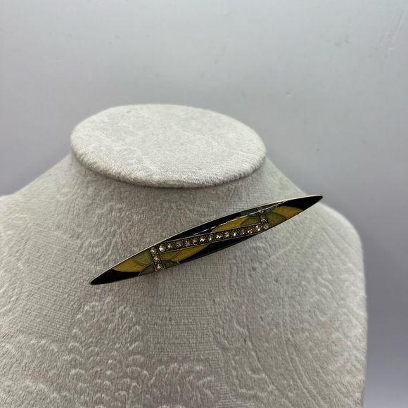 Vintage Pierre Bex France Art Deco Style and  rhinestone brooch Trombone Closure - Picture 5 of 9